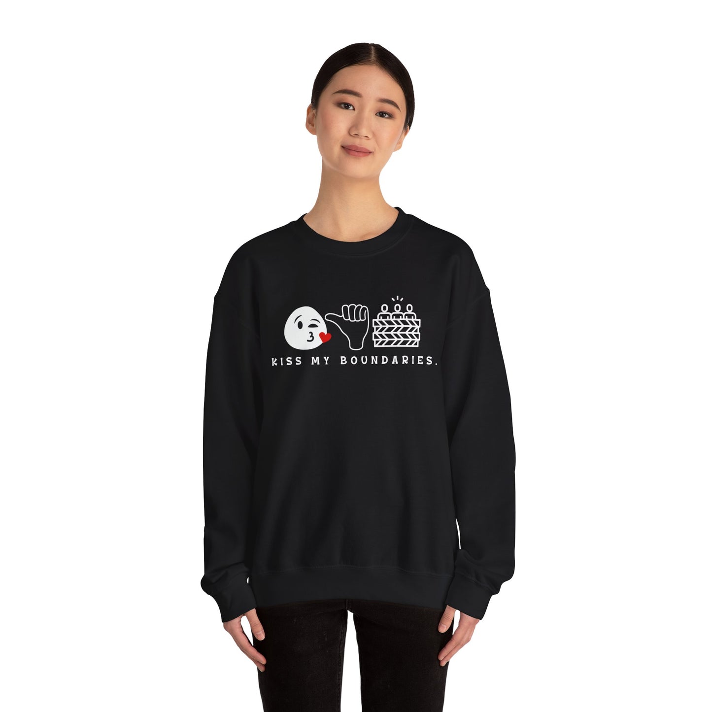 Kiss My Boundaries Emoji Heavy Blend™ Crewneck Sweatshirt